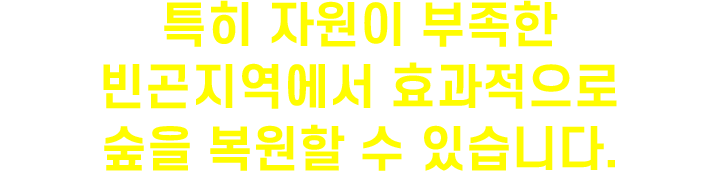 특히 자원이 부족한 빈곤지역에서 효과적으로 숲을 조성할 수 있습니다.