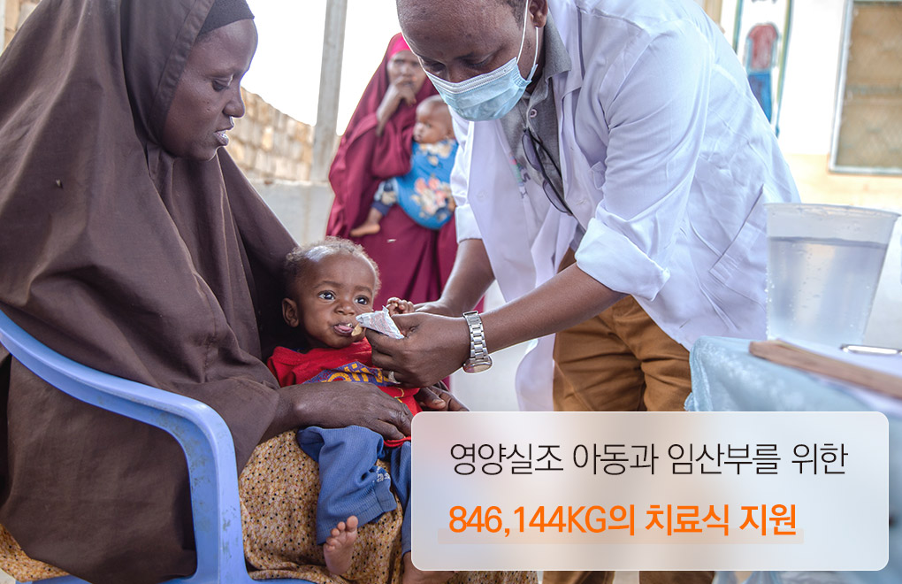 영양실조 아동과 임산부를 위한 진단 및 846,144kg의 치료식 지원